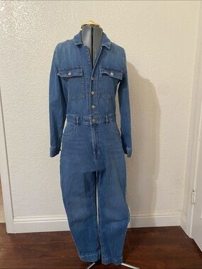 J. Crew Blue Denim Long-Sleeve Jumpsuit